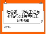 吐鲁番二级电工证有补贴吗(吐鲁番电工证补贴)