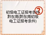 初级电工证报考条件黔东南(黔东南初级电工证报考条件)