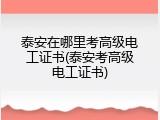 泰安在哪里考高级电工证书(泰安考高级电工证书)