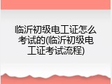 临沂初级电工证怎么考试的(临沂初级电工证考试流程)