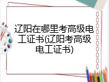 辽阳在哪里考高级电工证书(辽阳考高级电工证书)
