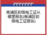 青浦区初级电工证从哪里报名(青浦区初级电工证报名)