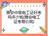 雅安中级电工证好考吗多少钱(雅安电工证考易价高)
