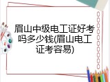 眉山中级电工证好考吗多少钱(眉山电工证考容易)