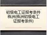 初级电工证报考条件株洲(株洲初级电工证报考条件)