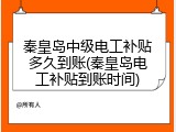 秦皇岛中级电工补贴多久到账(秦皇岛电工补贴到账时间)