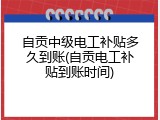 自贡中级电工补贴多久到账(自贡电工补贴到账时间)