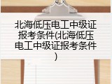 北海低压电工中级证报考条件(北海低压电工中级证报考条件)
