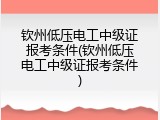 钦州低压电工中级证报考条件(钦州低压电工中级证报考条件)