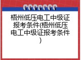 梧州低压电工中级证报考条件(梧州低压电工中级证报考条件)