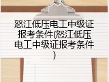 怒江低压电工中级证报考条件(怒江低压电工中级证报考条件)