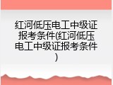 红河低压电工中级证报考条件(红河低压电工中级证报考条件)