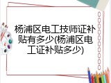 杨浦区电工技师证补贴有多少(杨浦区电工证补贴多少)