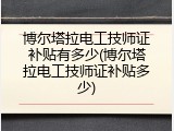 博尔塔拉电工技师证补贴有多少(博尔塔拉电工技师证补贴多少)