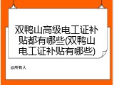 双鸭山高级电工证补贴都有哪些(双鸭山电工证补贴有哪些)
