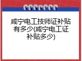 咸宁电工技师证补贴有多少(咸宁电工证补贴多少)