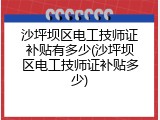 沙坪坝区电工技师证补贴有多少(沙坪坝区电工技师证补贴多少)