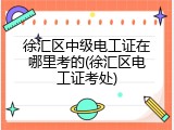 徐汇区中级电工证在哪里考的(徐汇区电工证考处)