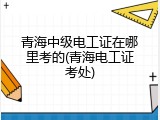 青海中级电工证在哪里考的(青海电工证考处)