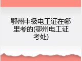 鄂州中级电工证在哪里考的(鄂州电工证考处)