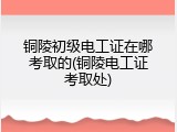 铜陵初级电工证在哪考取的(铜陵电工证考取处)