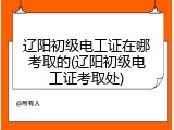 辽阳初级电工证在哪考取的(辽阳初级电工证考取处)