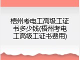 梧州考电工高级工证书多少钱(梧州考电工高级工证书费用)