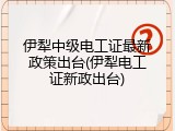 伊犁中级电工证最新政策出台(伊犁电工证新政出台)
