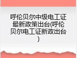 呼伦贝尔中级电工证最新政策出台(呼伦贝尔电工证新政出台)