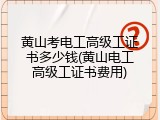 黄山考电工高级工证书多少钱(黄山电工高级工证书费用)