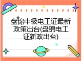 盘锦中级电工证最新政策出台(盘锦电工证新政出台)