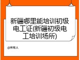 新疆哪里能培训初级电工证(新疆初级电工培训场所)