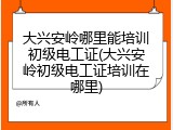 大兴安岭哪里能培训初级电工证(大兴安岭初级电工证培训在哪里)