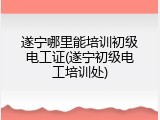 遂宁哪里能培训初级电工证(遂宁初级电工培训处)