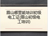 眉山哪里能培训初级电工证(眉山初级电工培训)