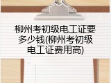 柳州考初级电工证要多少钱(柳州考初级电工证费用高)