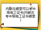 内蒙古哪里可以考中级电工证书(内蒙古考中级电工证书哪里)