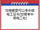 甘南哪里可以考中级电工证书(甘南考中级电工处)