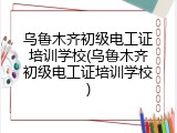 乌鲁木齐初级电工证培训学校(乌鲁木齐初级电工证培训学校)