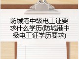 防城港中级电工证要求什么学历(防城港中级电工证学历要求)
