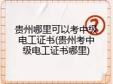 贵州哪里可以考中级电工证书(贵州考中级电工证书哪里)