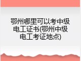 鄂州哪里可以考中级电工证书(鄂州中级电工考证地点)