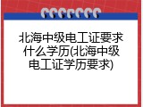 北海中级电工证要求什么学历(北海中级电工证学历要求)