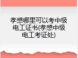 孝感哪里可以考中级电工证书(孝感中级电工考证处)