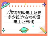 六安考初级电工证要多少钱(六安考初级电工证费用)