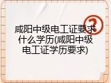 咸阳中级电工证要求什么学历(咸阳中级电工证学历要求)