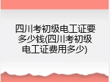 四川考初级电工证要多少钱(四川考初级电工证费用多少)