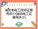 潍坊考电工技师证费用多少(潍坊电工证费用多少)