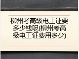 柳州考高级电工证要多少钱呢(柳州考高级电工证费用多少)