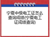 宁夏中级电工证怎么查询成绩(宁夏电工证成绩查询)